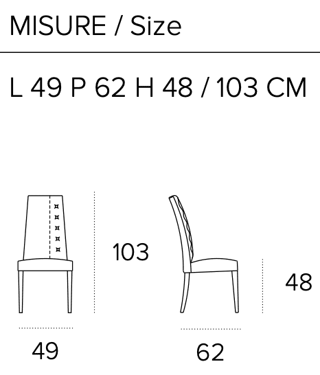 Размеры стула Target Point Bellinazona